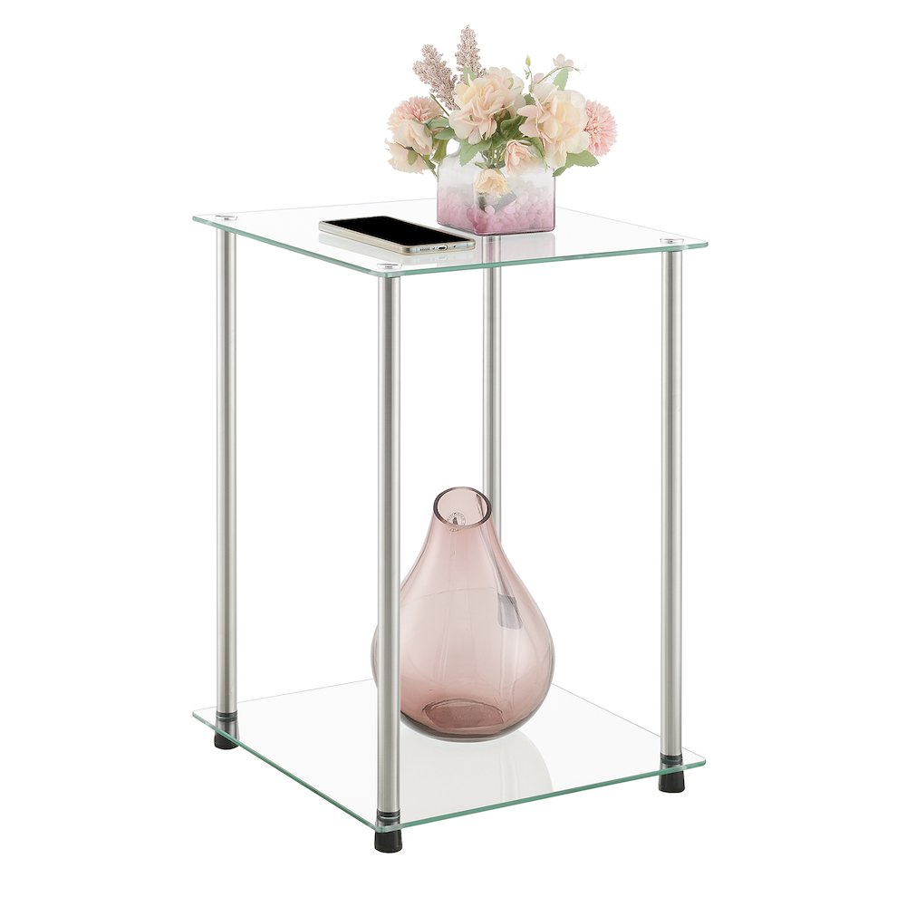 Designs2Go Classic Glass 2 Tier Square End Table. Picture 3