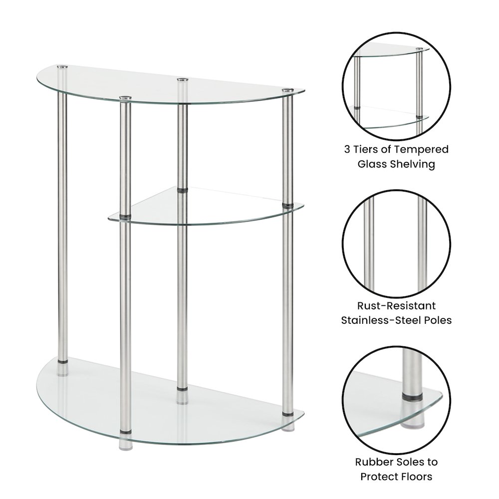 Classic Glass 3 Tier Display Entryway Hall Table. Picture 3