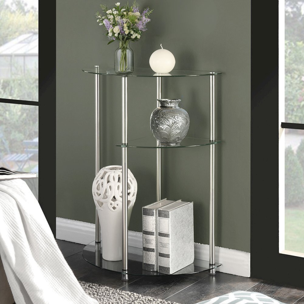 Classic Glass 3 Tier Display Entryway Hall Table. Picture 1