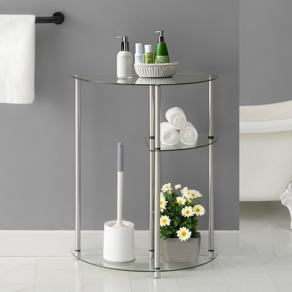 Classic Glass 3 Tier Display Entryway Hall Table. Picture 6