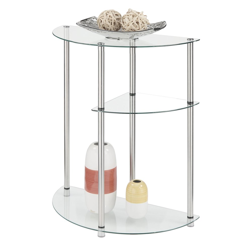 Classic Glass 3 Tier Display Entryway Hall Table. Picture 2