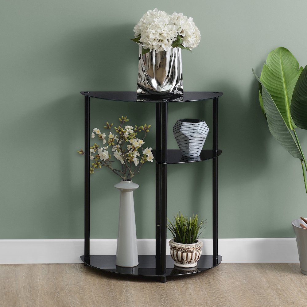 Designs2Go Classic Glass 3 Tier Display Entryway Hall Table. Picture 2