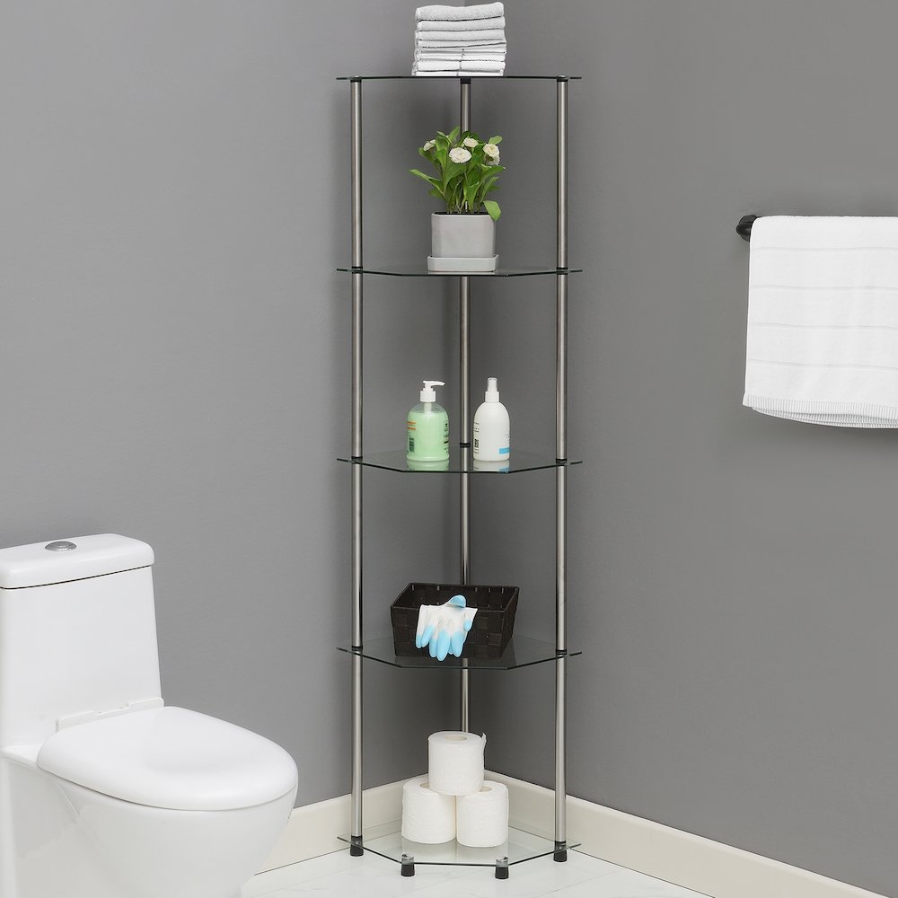 Designs2Go Classic Glass 5 Tier Corner Tower. Picture 5