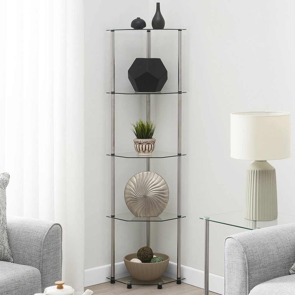 Designs2Go Classic Glass 5 Tier Corner Tower. Picture 6