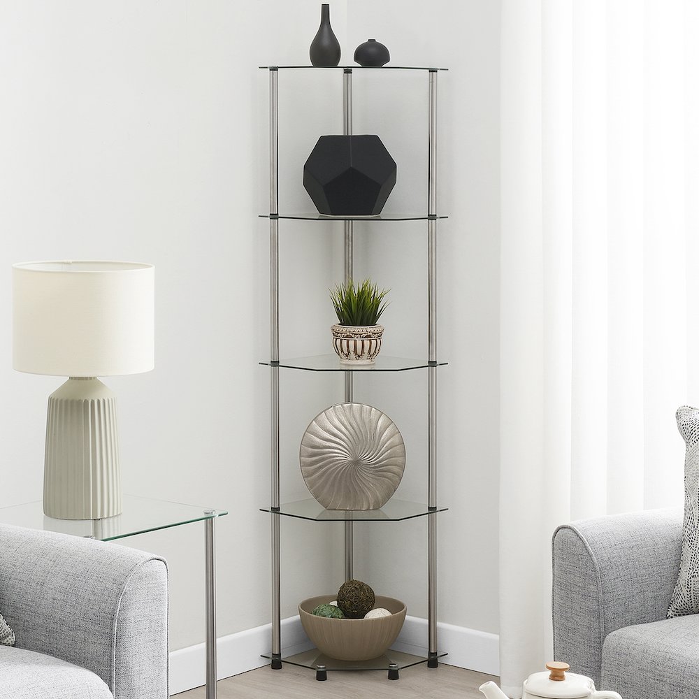 Designs2Go Classic Glass 5 Tier Corner Tower. Picture 2