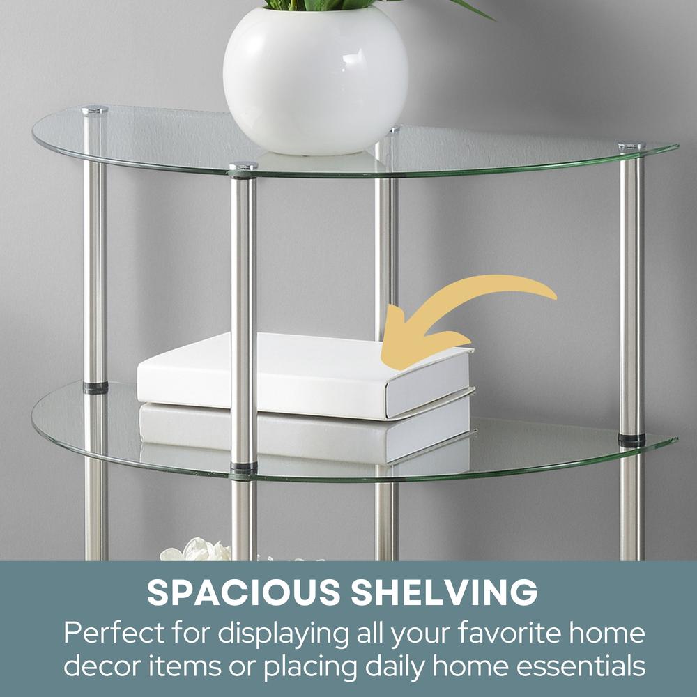 Classic Glass 3 Tier Half-Circle Entryway Hall Table. Picture 9