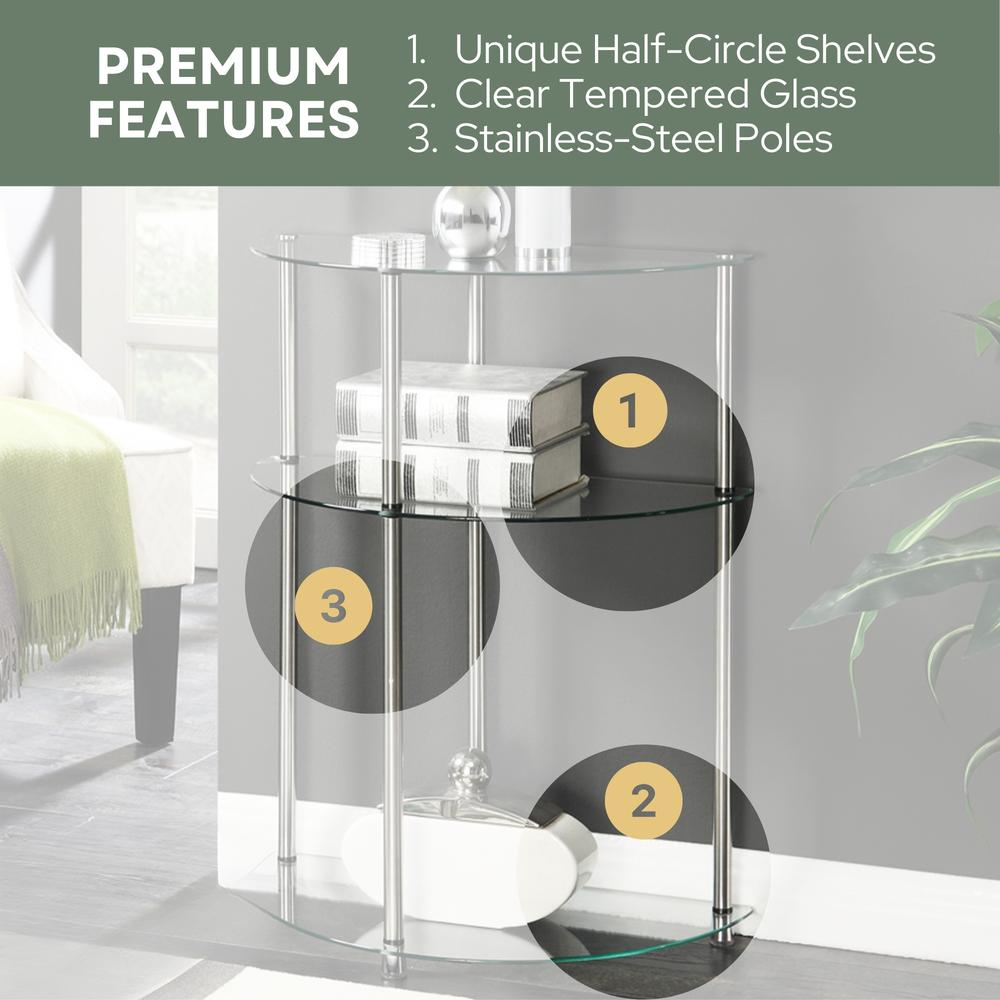 Classic Glass 3 Tier Half-Circle Entryway Hall Table. Picture 10