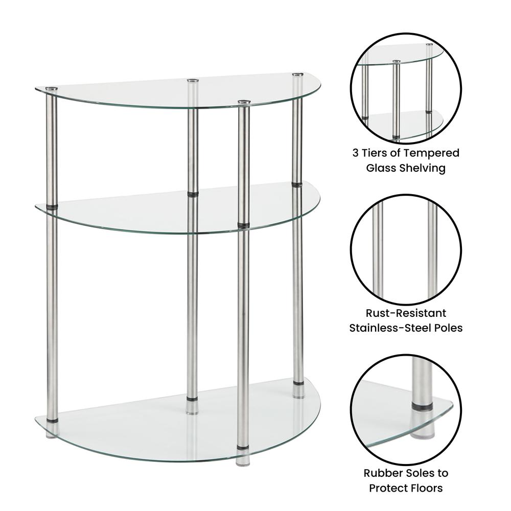 Classic Glass 3 Tier Half-Circle Entryway Hall Table. Picture 2