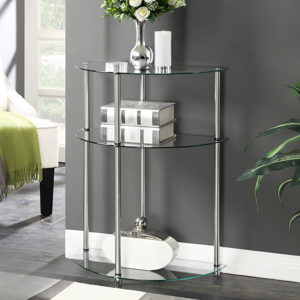 Classic Glass 3 Tier Half-Circle Entryway Hall Table. Picture 3