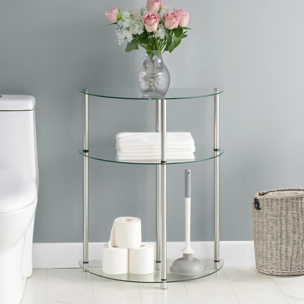 Classic Glass 3 Tier Half-Circle Entryway Hall Table. Picture 7