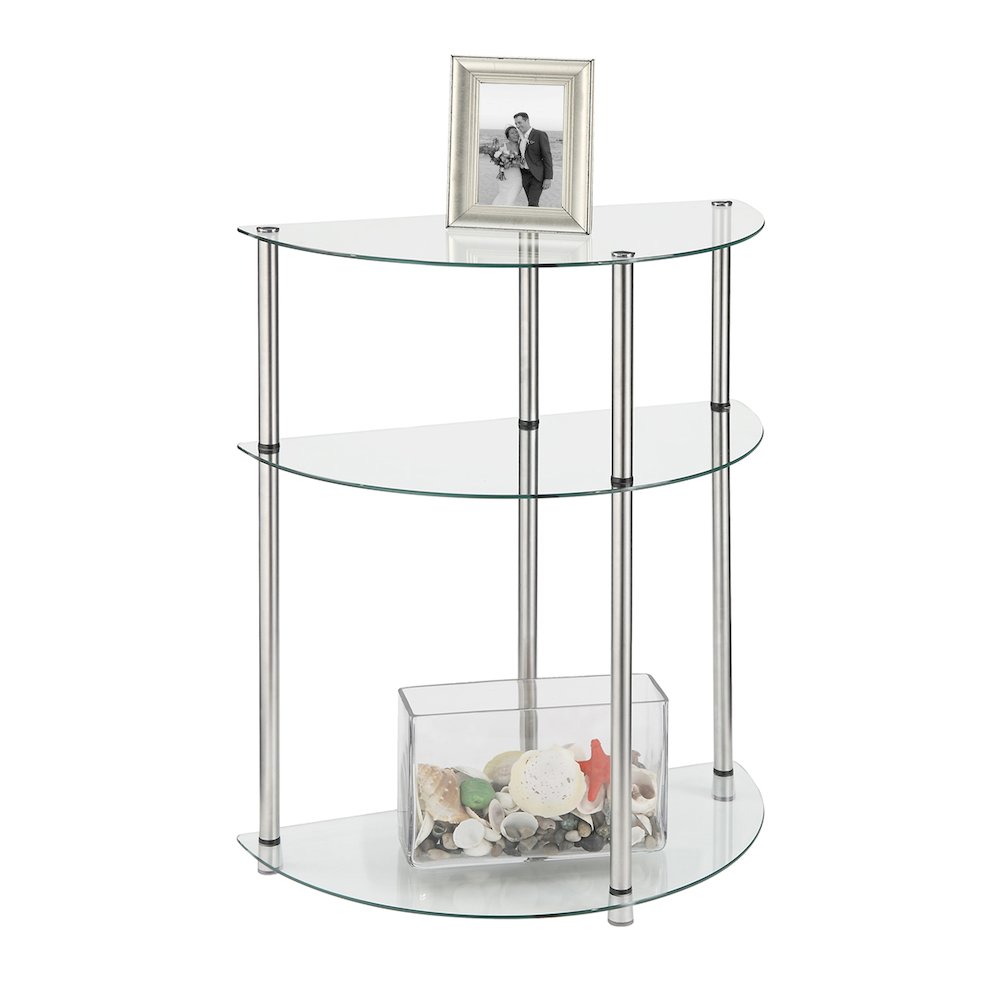 Classic Glass 3 Tier Half-Circle Entryway Hall Table. Picture 3