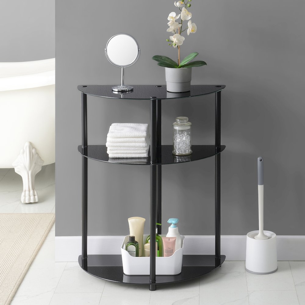 Designs2Go Classic Glass 3 Tier Half-Circle Entryway Hall Table. Picture 5