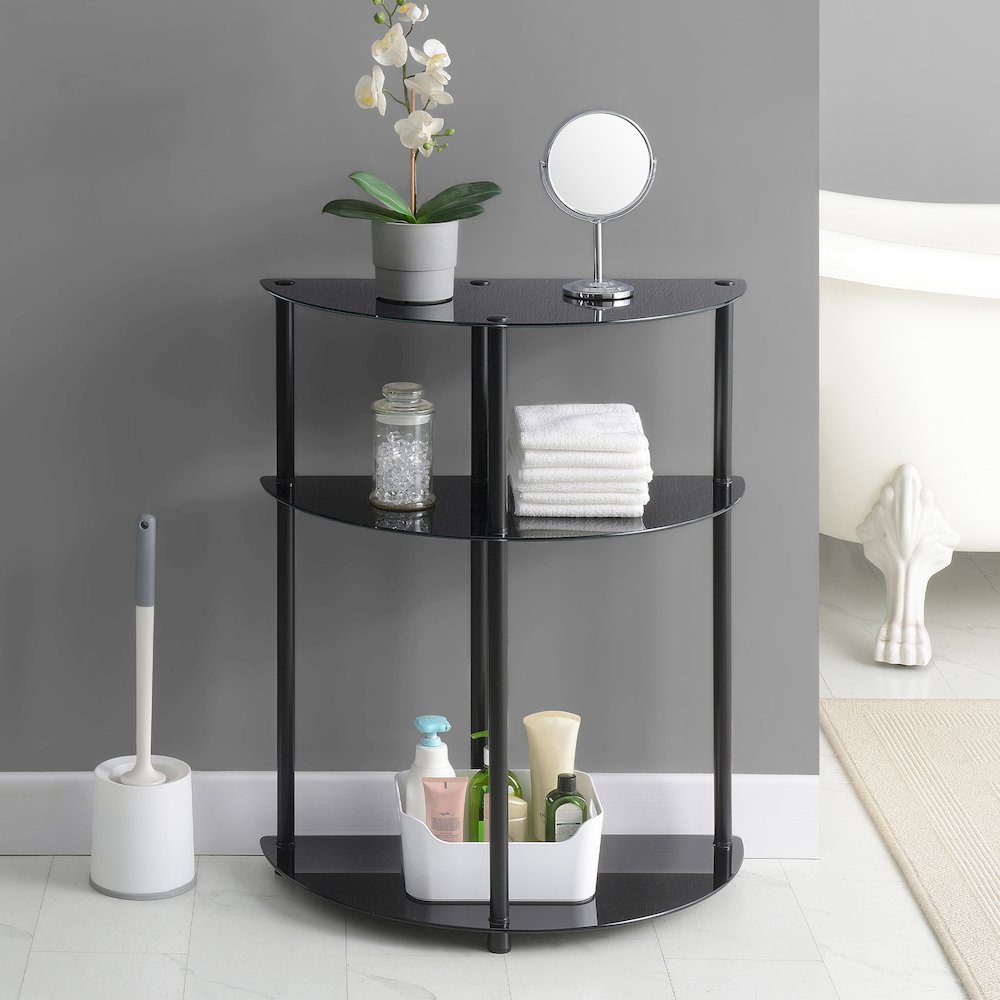 Designs2Go Classic Glass 3 Tier Half-Circle Entryway Hall Table. Picture 6