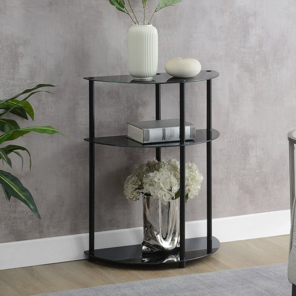 Designs2Go Classic Glass 3 Tier Half-Circle Entryway Hall Table. Picture 2