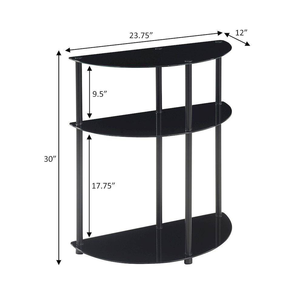 Designs2Go Classic Glass 3 Tier Half-Circle Entryway Hall Table. Picture 11