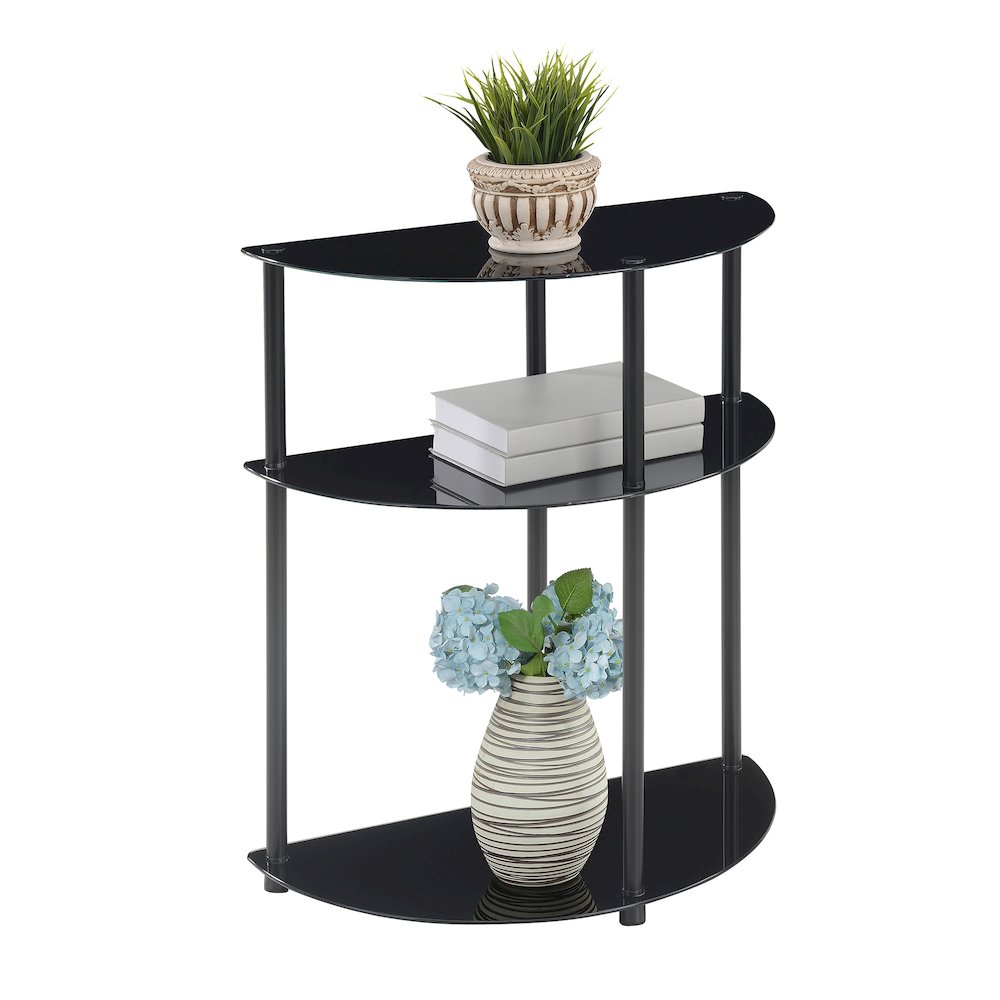 Designs2Go Classic Glass 3 Tier Half-Circle Entryway Hall Table. Picture 3