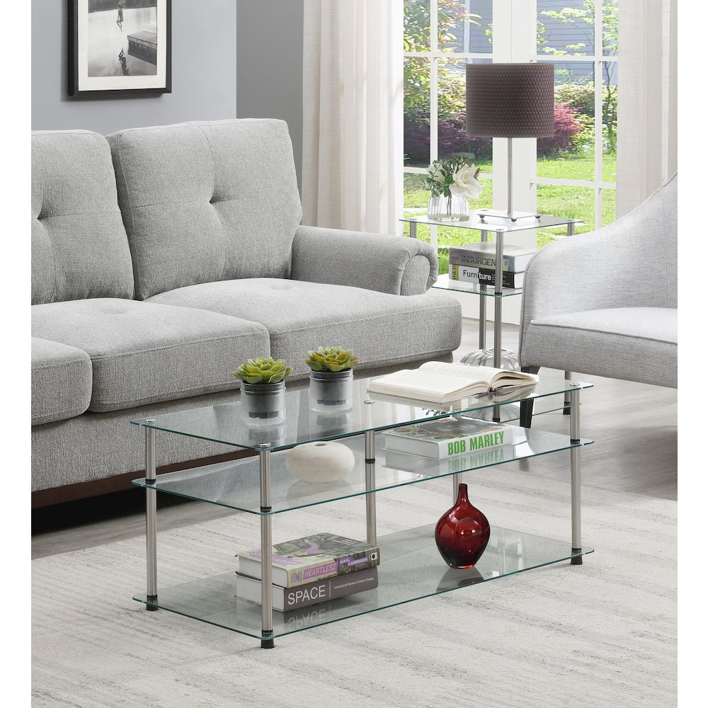 Designs2Go Classic Glass 3 Tier Coffee Table. Picture 2