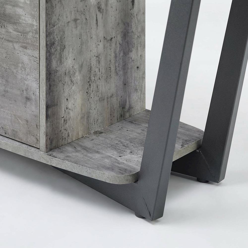 Gray TV stand with single drawer and shelf for 65-inch TVs, powder-coated metal. Picture 6