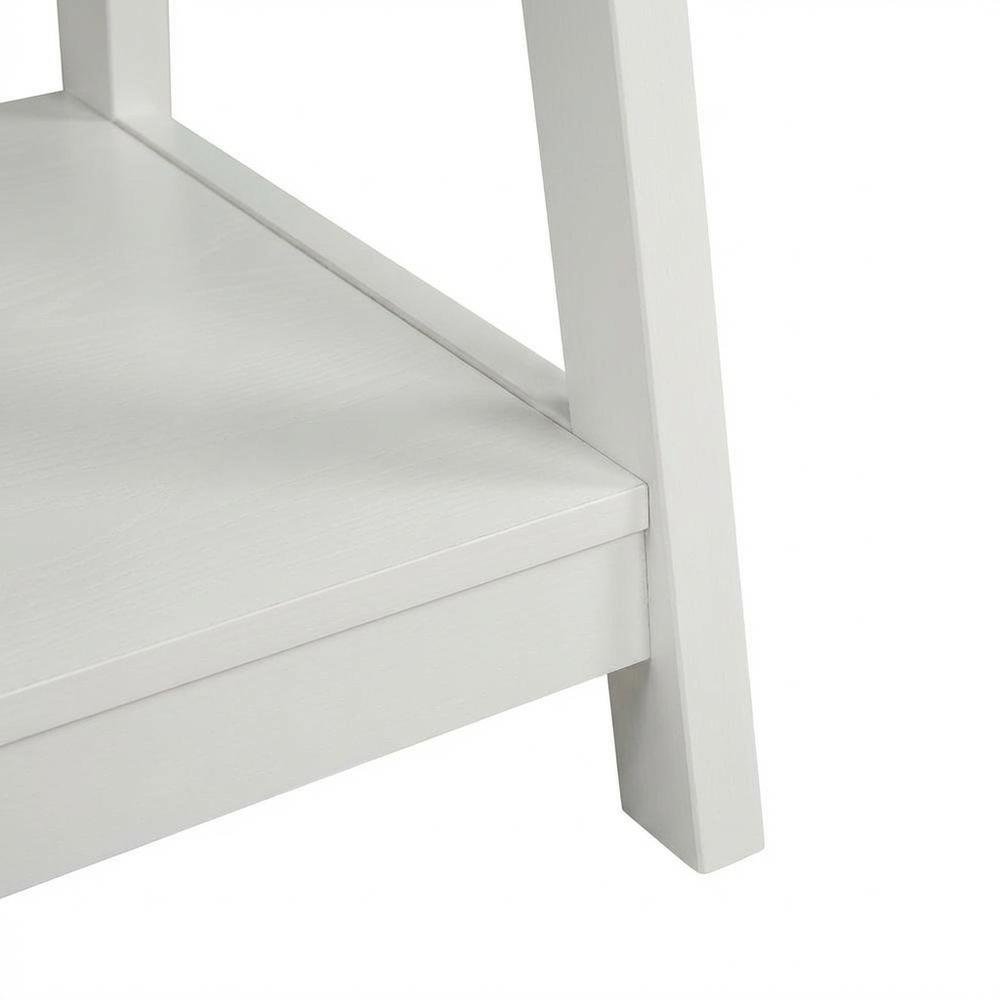 White Trestle Desk With Built-In Charging Station And Melamine Surface. Picture 6
