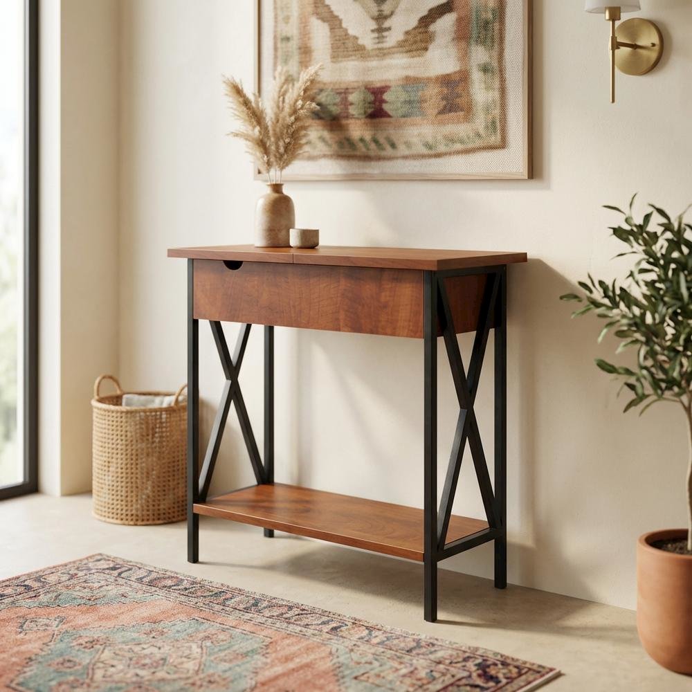 Small coffee table with flip top functionality and compact design. Picture 2