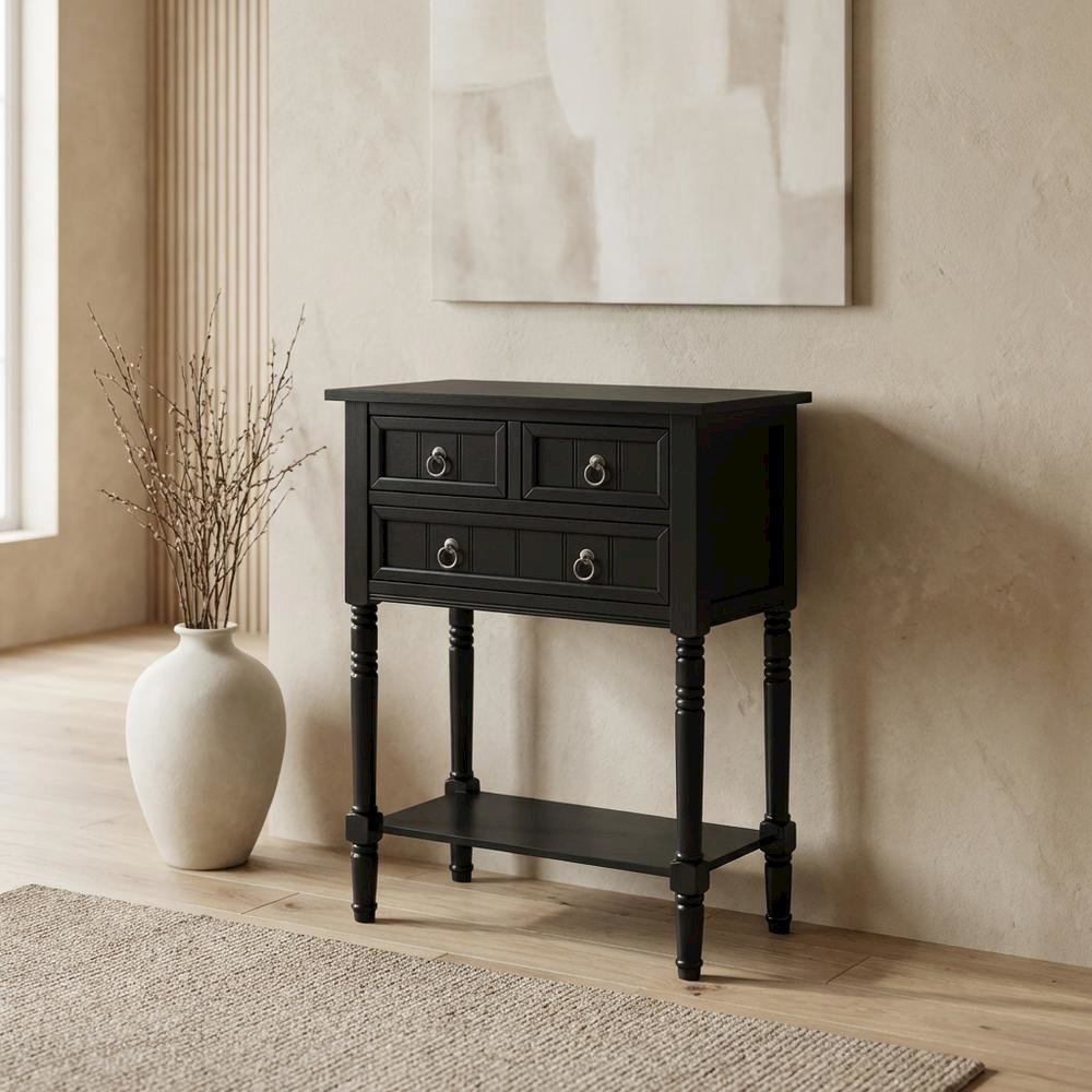 Black Hall Table, Rubberwood and MDF, Slim Entryway Console. Picture 2