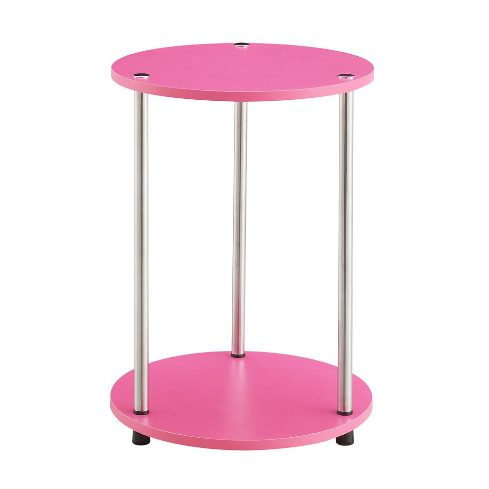 Designs2Go No Tools 2 Tier Round End Table, Pink. Picture 1