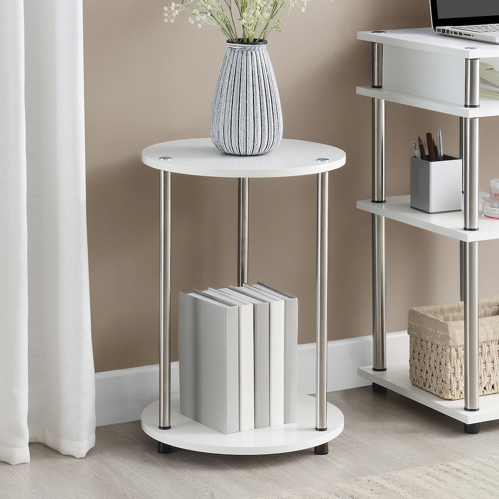 Designs2Go No Tools 2 Tier Round End Table. Picture 2