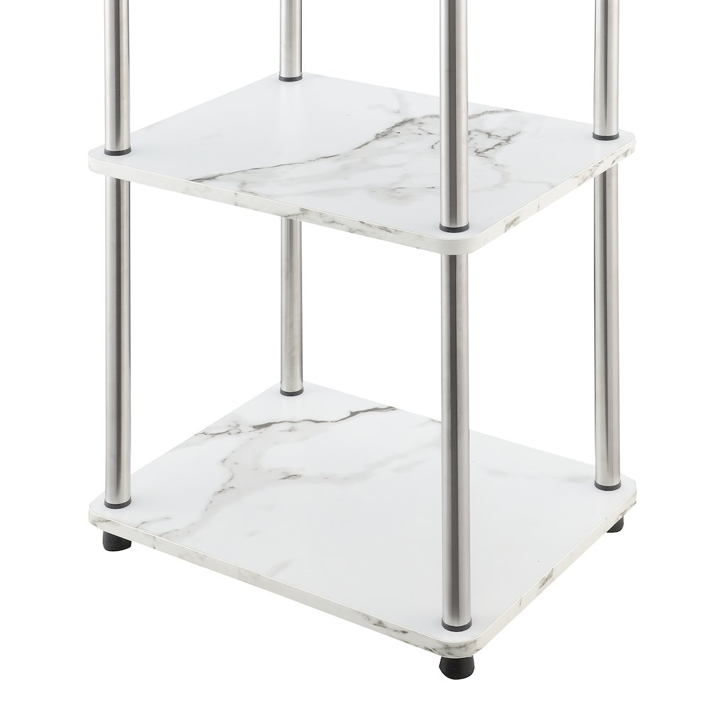 Designs2Go No Tools 5 Tier Tower, Faux White Marble/Chrome. Picture 4