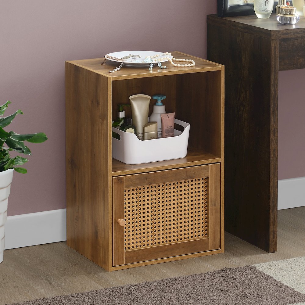 Xtra Storage Weave 1 Door Cabinet with Shelf, Brown. Picture 2