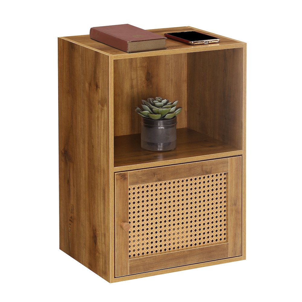 Xtra Storage Weave 1 Door Cabinet with Shelf, Brown. Picture 3