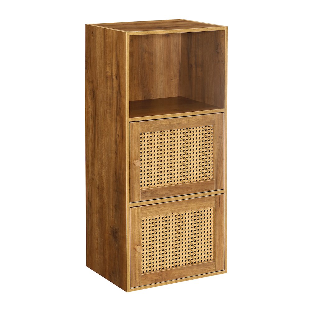 Xtra Storage Weave 2 Door Cabinet with Shelf, Brown. Picture 1