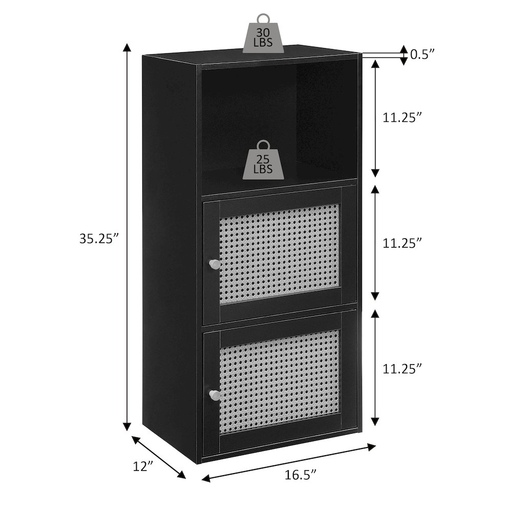 Xtra Storage Weave 2 Door Cabinet with Shelf, Brown. Picture 9