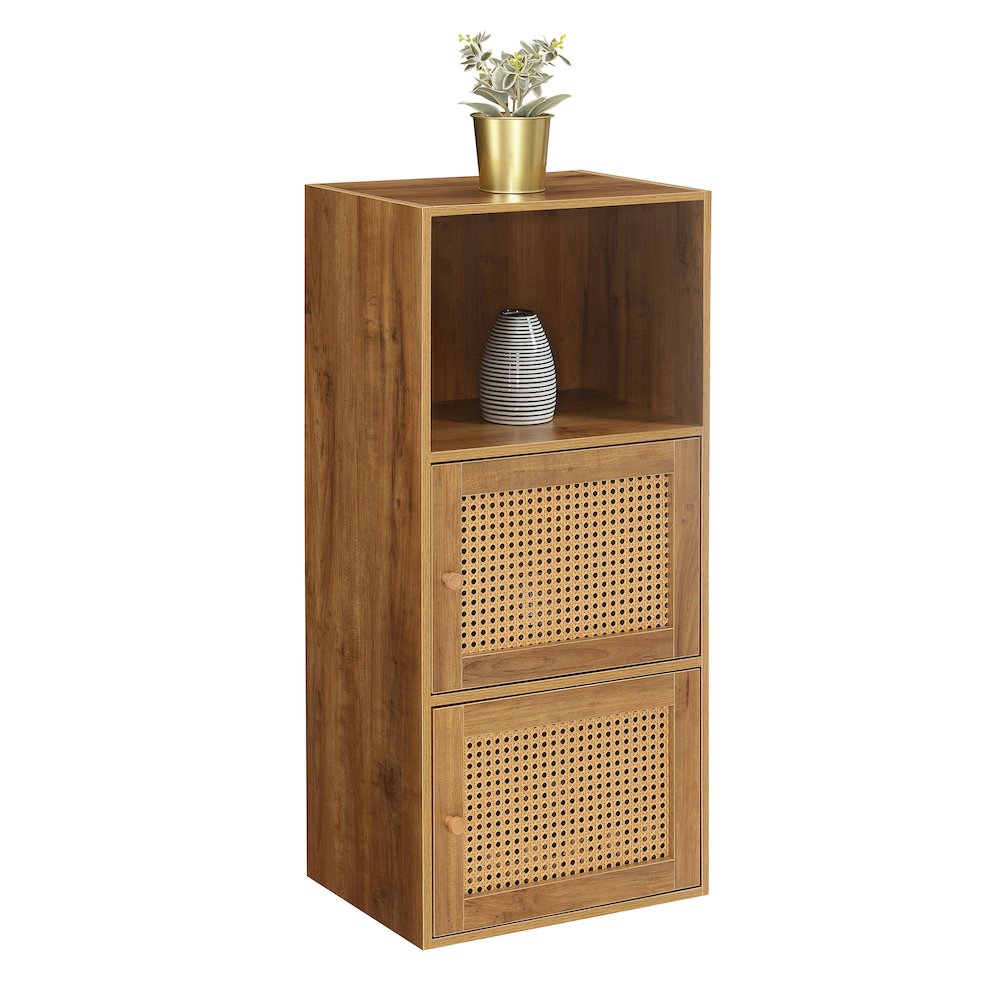 Xtra Storage Weave 2 Door Cabinet with Shelf, Brown. Picture 3
