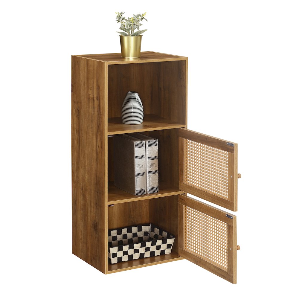Xtra Storage Weave 2 Door Cabinet with Shelf, Brown. Picture 5