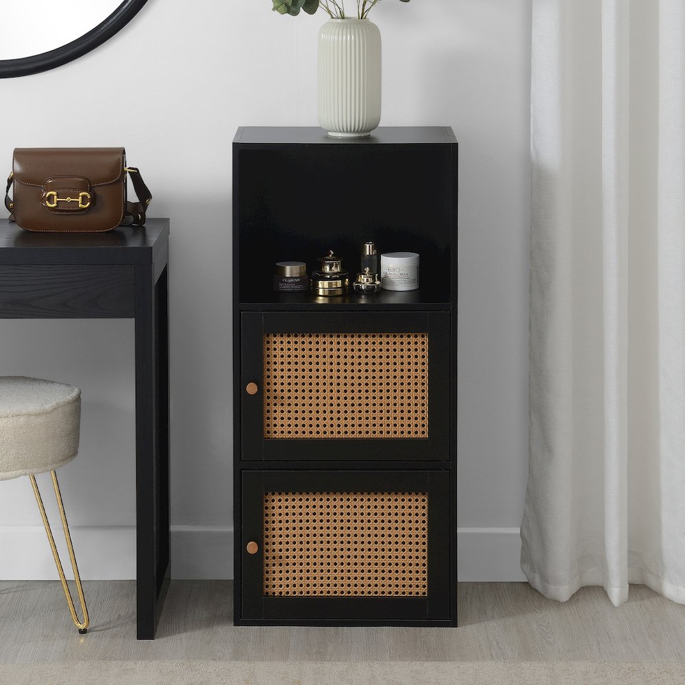 Xtra Storage Boho Weave 2 Door Cabinet with Shelf. Picture 3