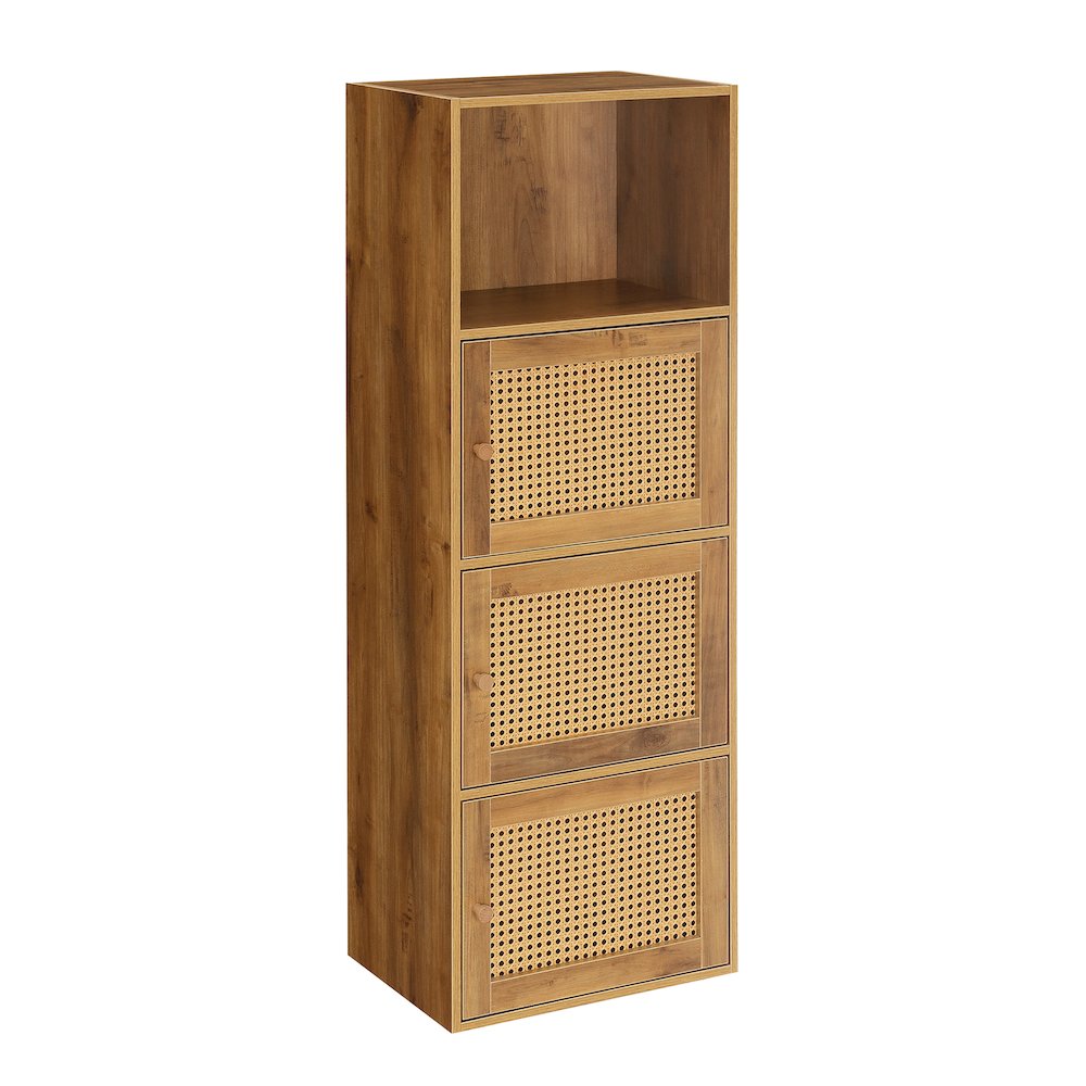 Xtra Storage Weave 3 Door Cabinet with Shelf, Brown. Picture 1