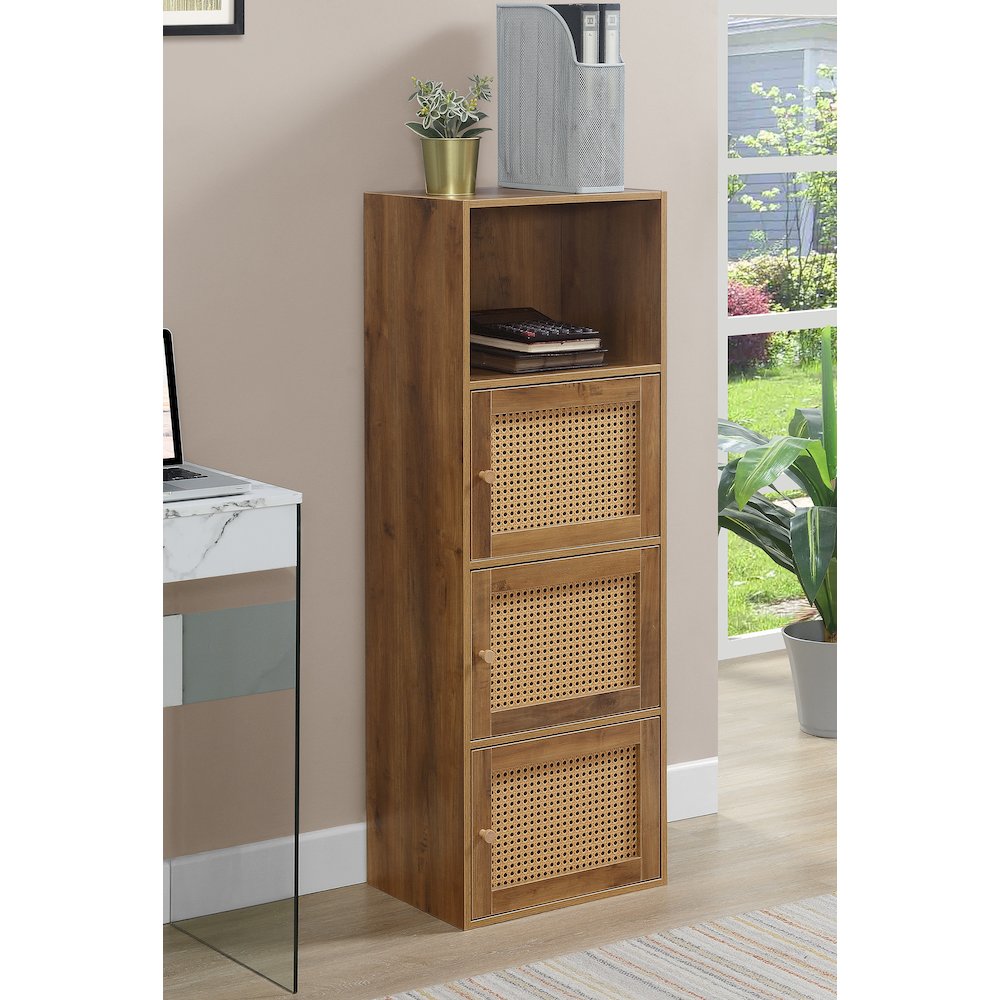 Xtra Storage Weave 3 Door Cabinet with Shelf, Brown. Picture 2