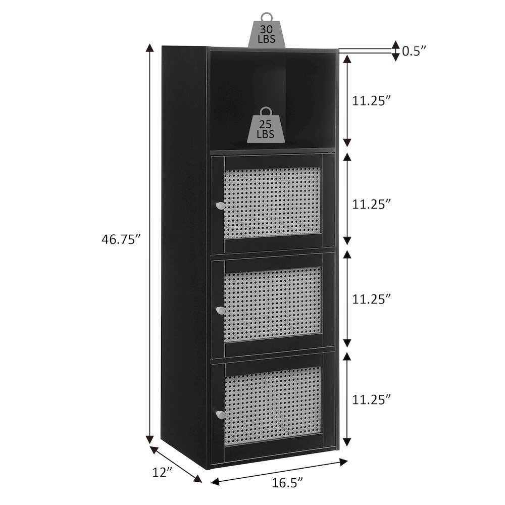 Xtra Storage Weave 3 Door Cabinet with Shelf, Brown. Picture 9