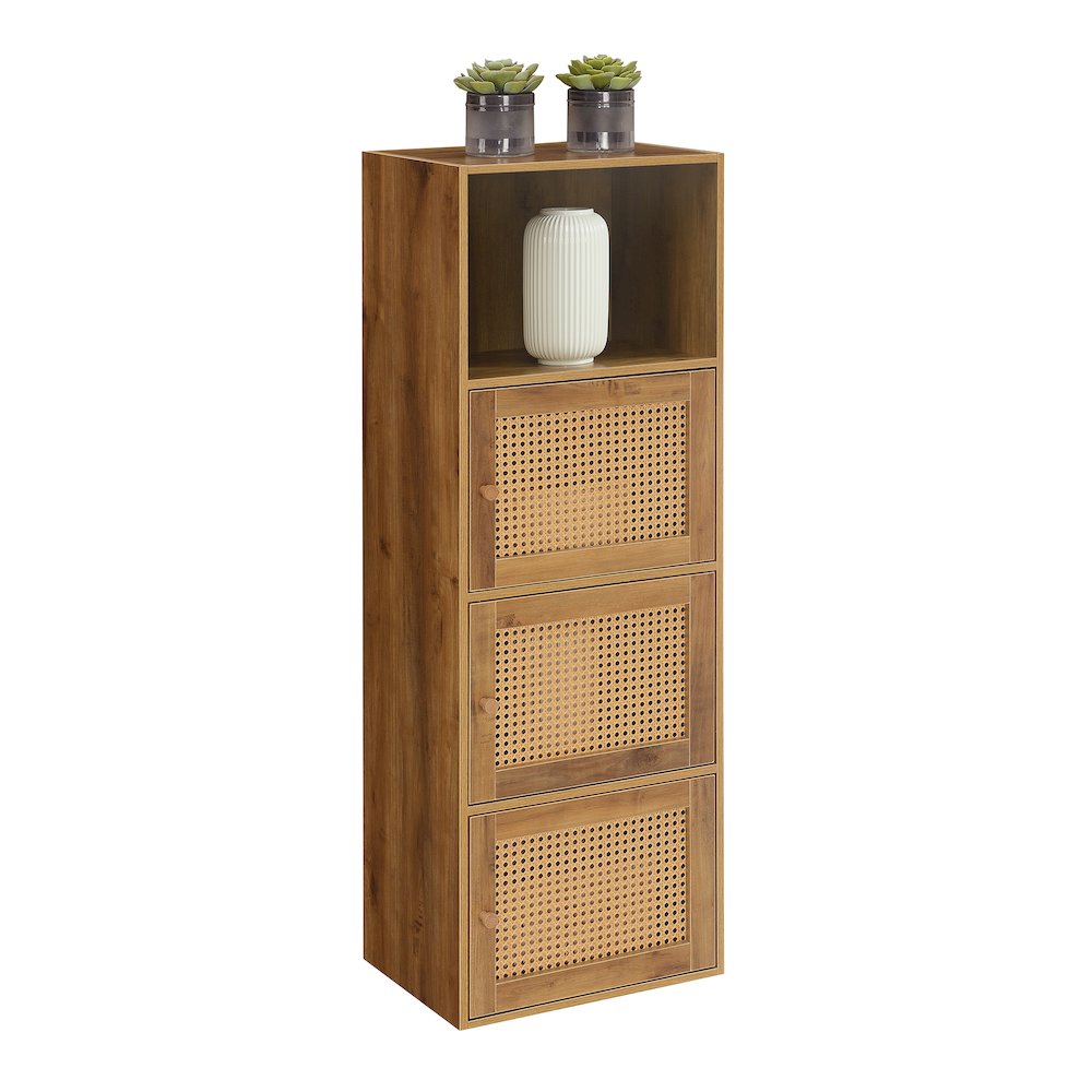 Xtra Storage Weave 3 Door Cabinet with Shelf, Brown. Picture 3