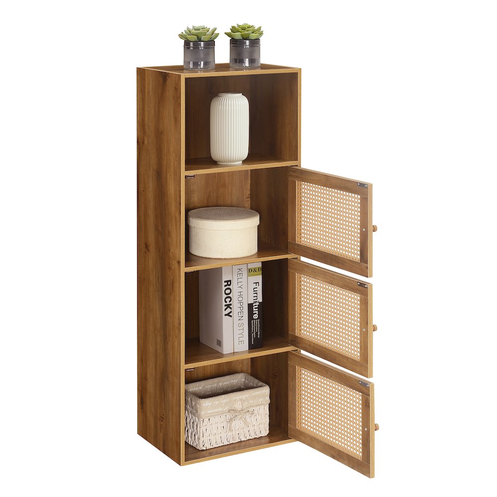 Xtra Storage Weave 3 Door Cabinet with Shelf, Brown. Picture 5