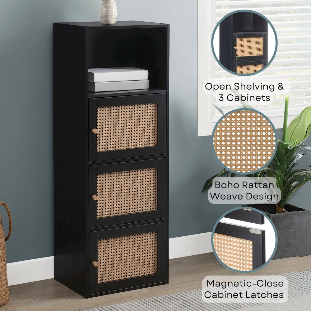 Xtra Storage Boho Weave 3 Door Cabinet with Shelf. Picture 3