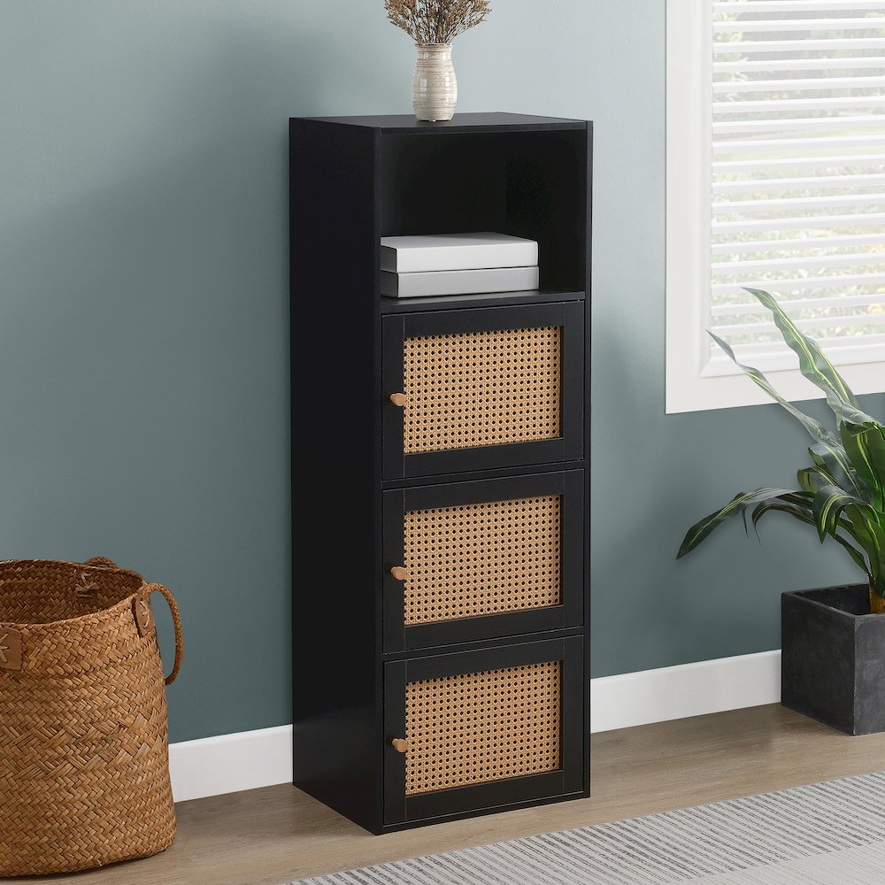 Xtra Storage Boho Weave 3 Door Cabinet with Shelf. Picture 2