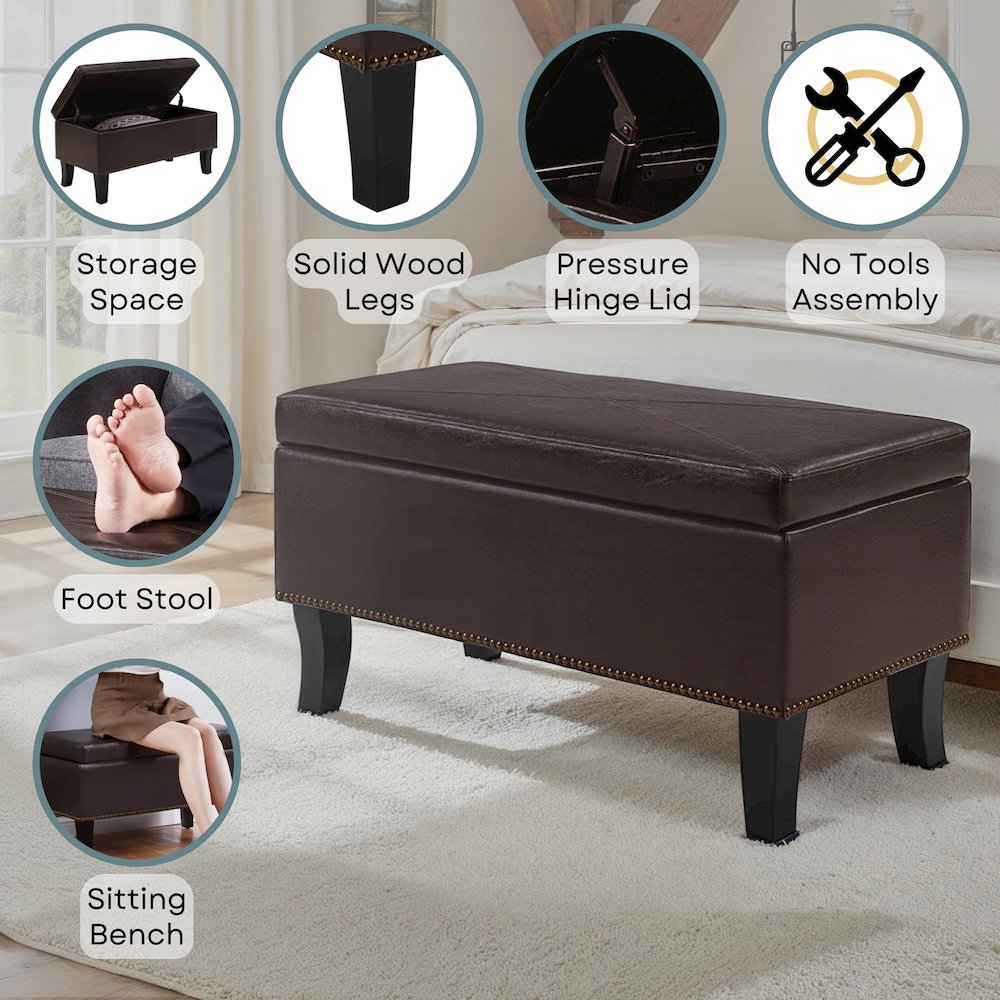 Designs4Comfort Winslow Storage Ottoman Bench. Picture 4