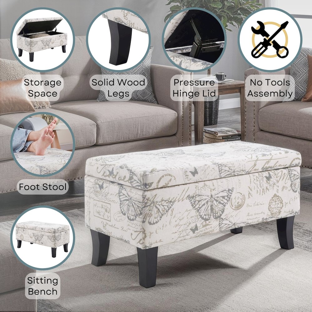 Designs4Comfort Winslow Storage Ottoman Bench. Picture 4
