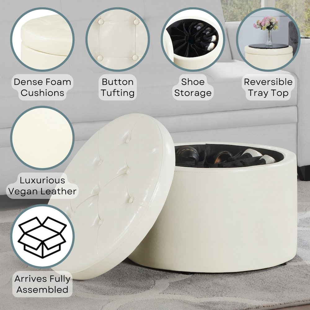 Designs4Comfort Round Shoe Ottoman. Picture 4