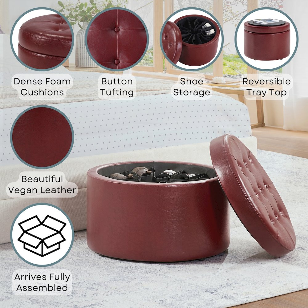 Designs4Comfort Round Shoe Ottoman. Picture 4