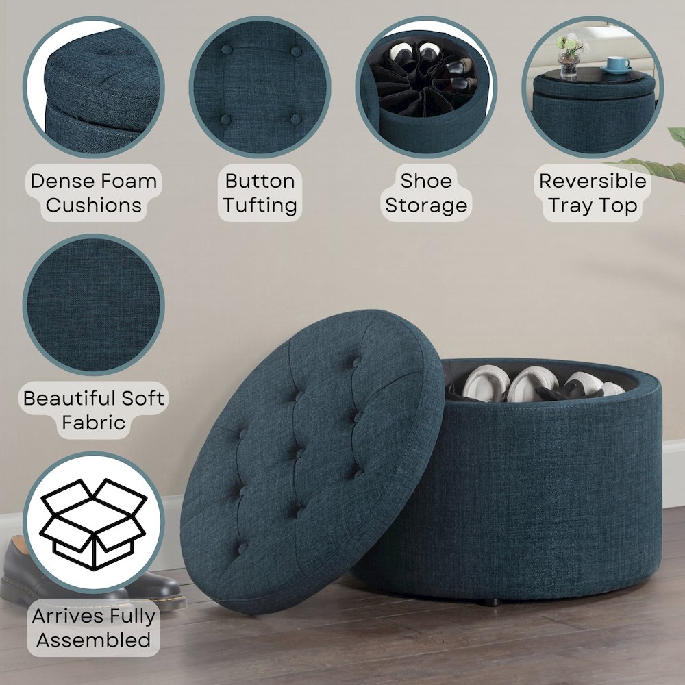 Designs4Comfort Round Shoe Storage Ottoman. Picture 4