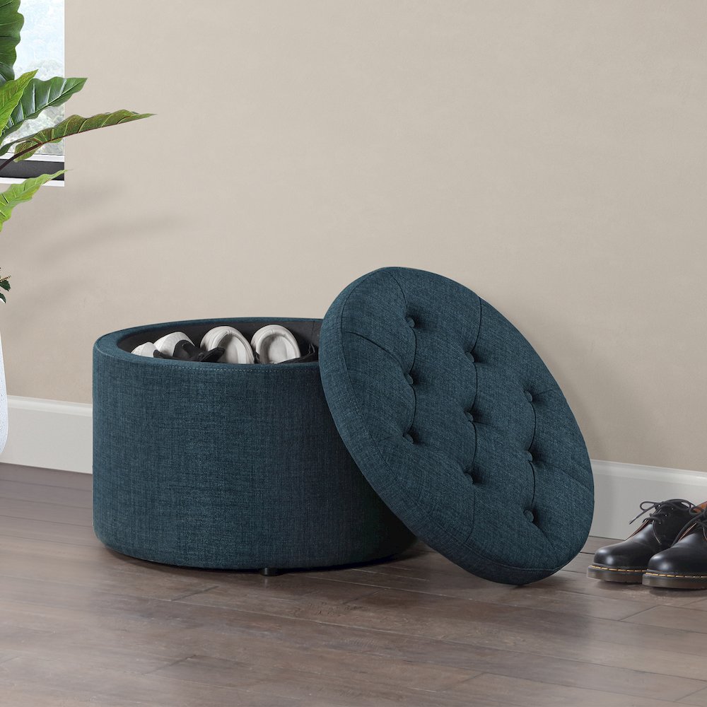 Designs4Comfort Round Shoe Storage Ottoman. Picture 3