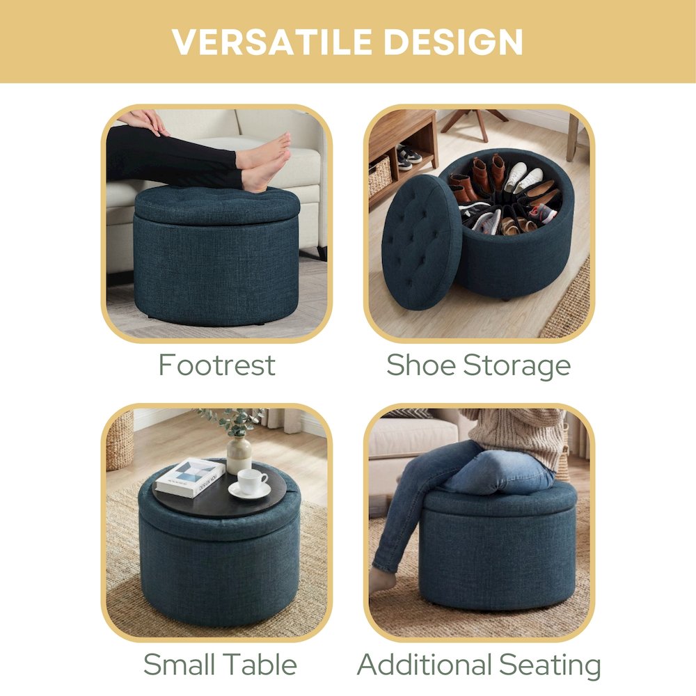 Designs4Comfort Round Shoe Storage Ottoman. Picture 5