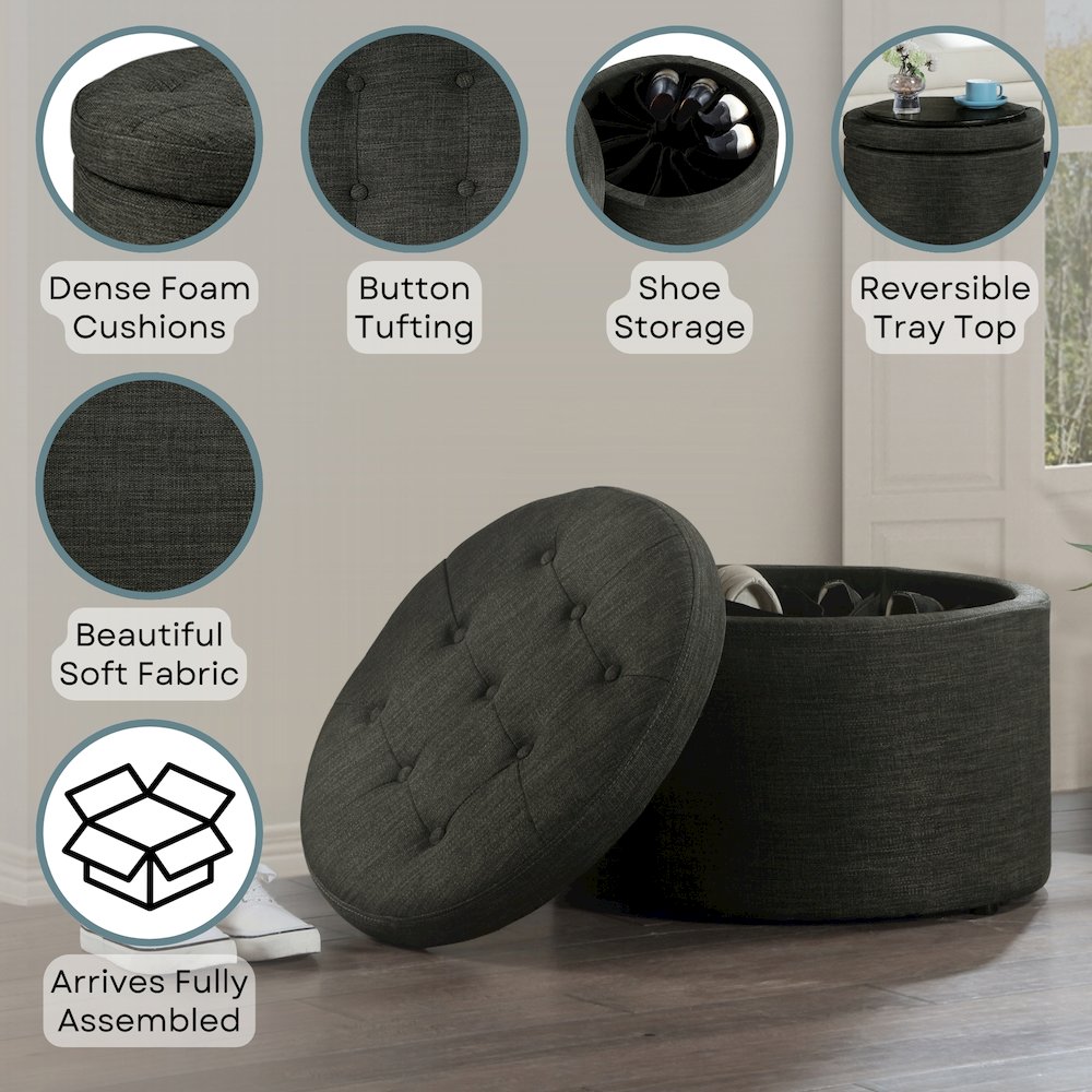 Designs4Comfort Round Shoe Ottoman. Picture 4